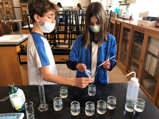 Students experimenting with salted water