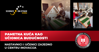 A collage with photos and logos for a Science on Stage Serbia event
