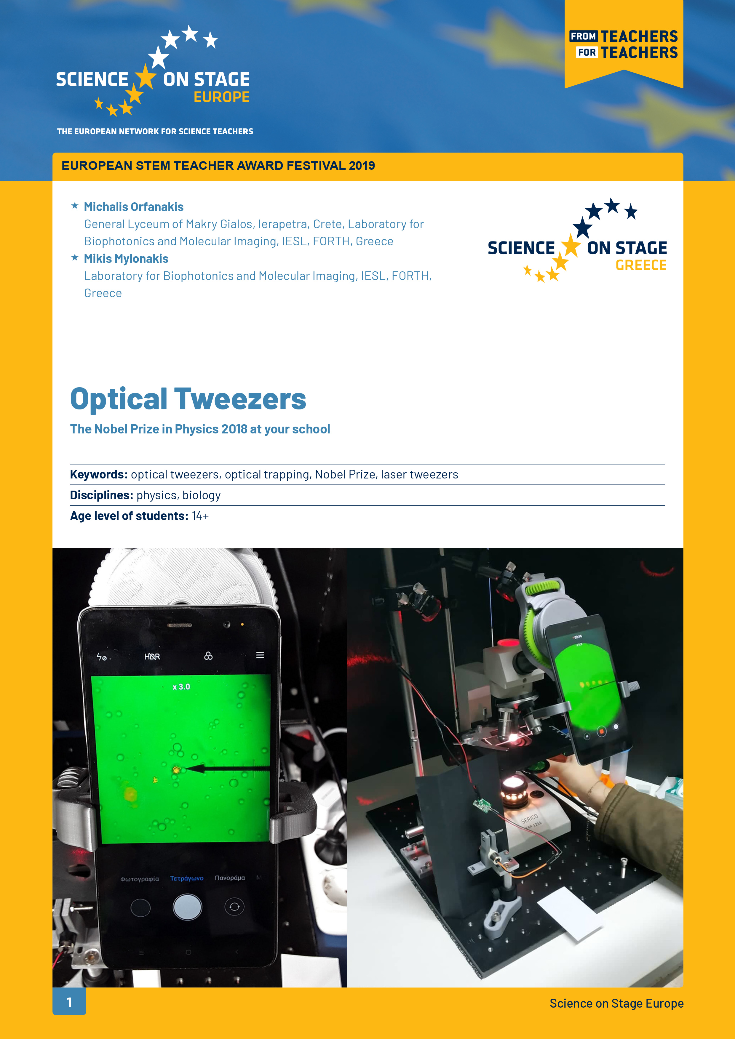 Cover Optical tweezers