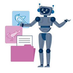 A roboter and a file icon