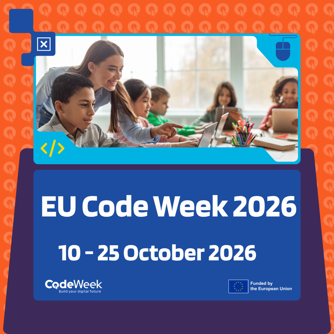 Teaser picture for EU Code Week showing teacher with students