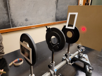  Setup with optical mounts and polarisation filters