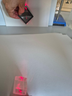 laser beam exiting crystal