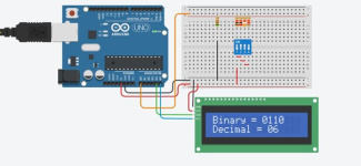 The circuit realized in tinkercad.com virtual environment