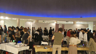 A conference venue crowded with visitors