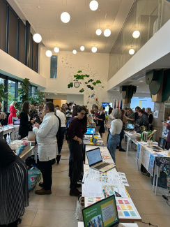 Visitors at stands during a science exhibition