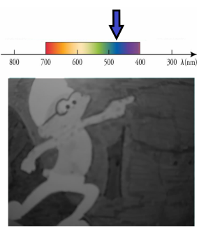 a grayscale image of a smurf