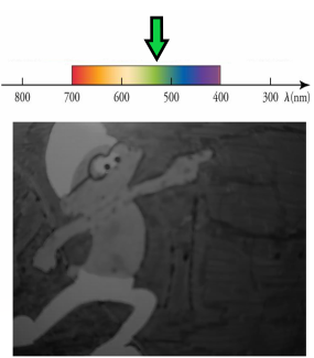 a grayscale image of a smurf