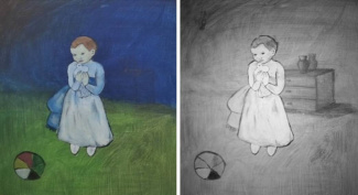 two images of a child, one with colours, one in grayscale