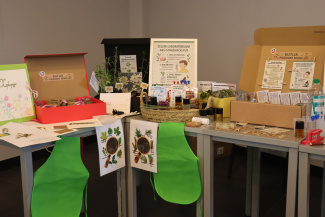 A stand with displays at a science festival
